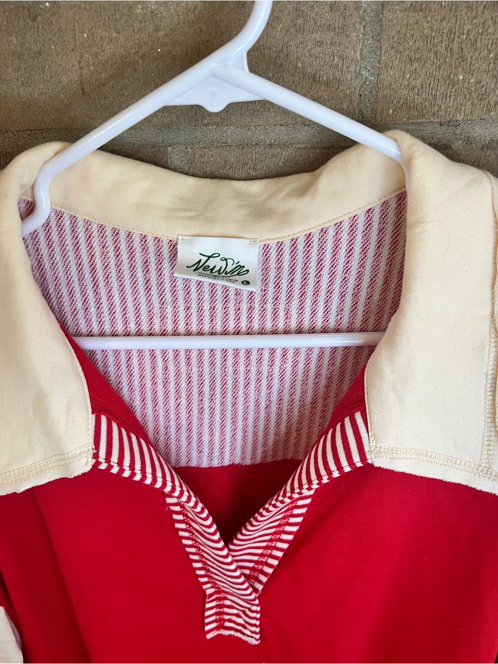 New In - Women’s Red Colorblock Long Sleeve Tee Rugby Preppy Large Like New - Picture 4 of 4